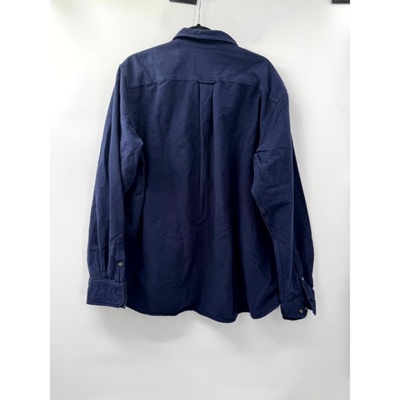 Eddie Bauer Mens Navy Blue Cotton Flannel Button Down Shirt Long Sleeve XL - Picture 2 of 5